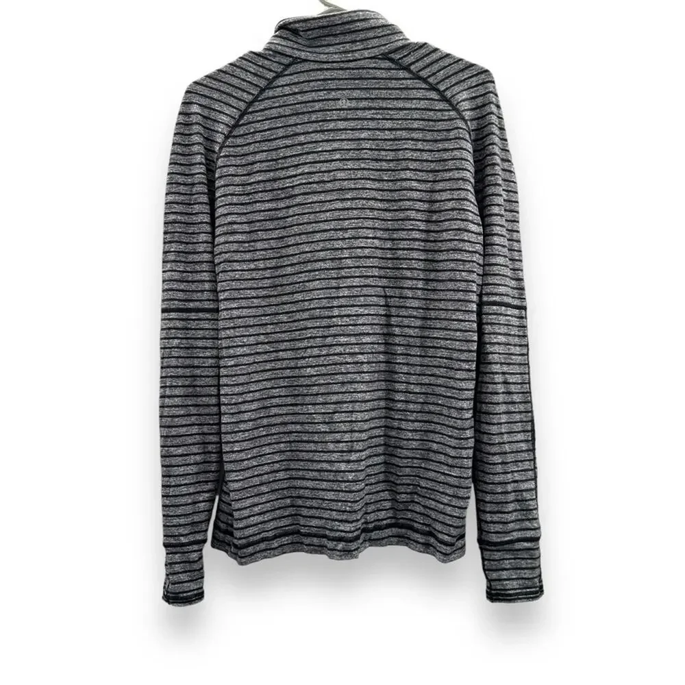 Lululemon Surge‎ Warm 1/2 Zip Jacket in Raven Stripe Black Heathered Black Sz M